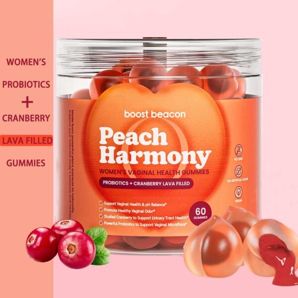 Boost Beacon Women's Probiotic Gummies for FeminineHealth -Cranberry Gummies for pH Balance & UTlPrevention -Natural Women's Health for Hormonal Balance& lmmune Support -Supplement with Vitamin C &Lactobacillus - 60 Count