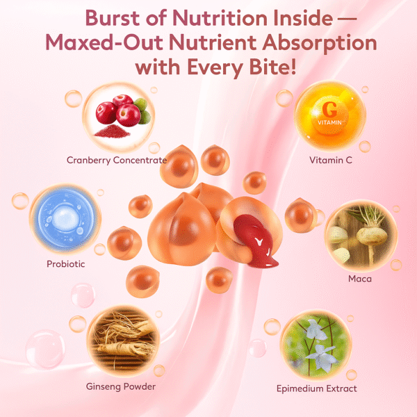 Boost Beacon Women's Probiotic Gummies for FeminineHealth -Cranberry Gummies for pH Balance & UTlPrevention -Natural Women's Health for Hormonal Balance& lmmune Support -Supplement with Vitamin C &Lactobacillus - 60 Count